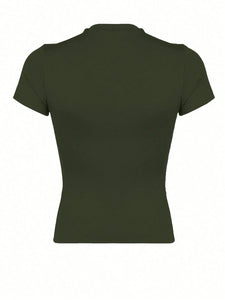 Round Neck Short Sleeve Slim Women's T-Shirt