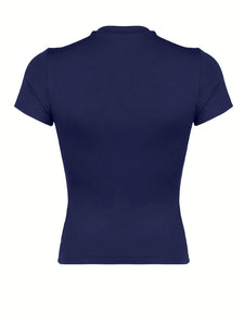 Round Neck Short Sleeve Slim Women's T-Shirt