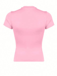 Round Neck Short Sleeve Slim Women's T-Shirt